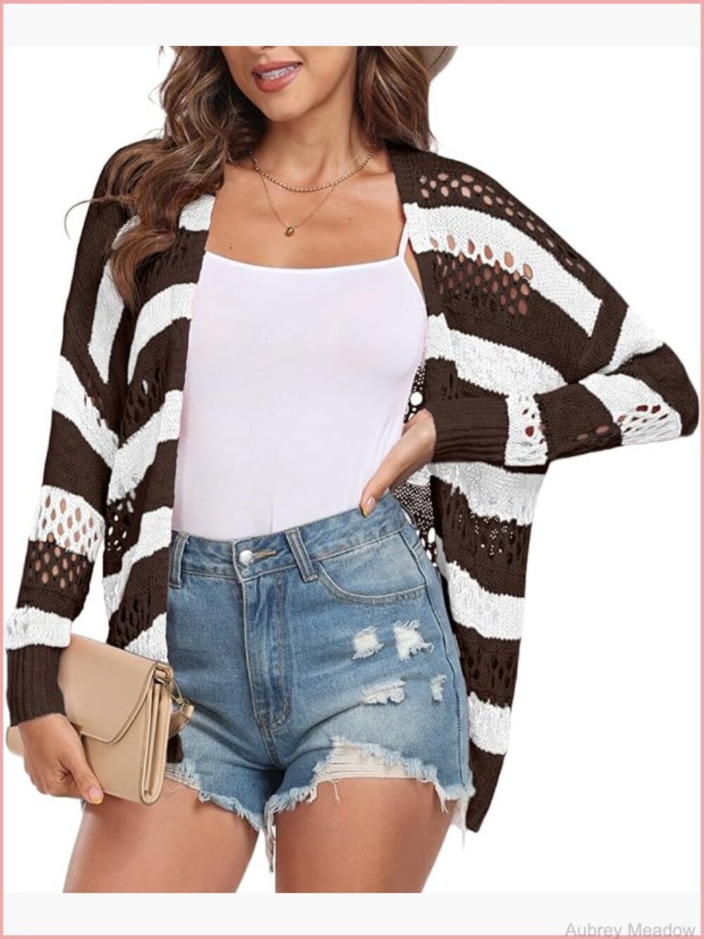 Crochet Cardigan Sweaters for Women Lightweight Open Front Oversized Boho Knit